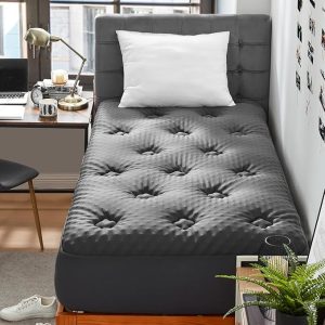 Memory Foam Twin Size Mattress Topper, Twin Mattress Pad Cover for Single Bed with Deep Pocket, Breathable Pillow Top Mattress Topper Twin with Gel Foam, 39x75 Inches, Charcoal